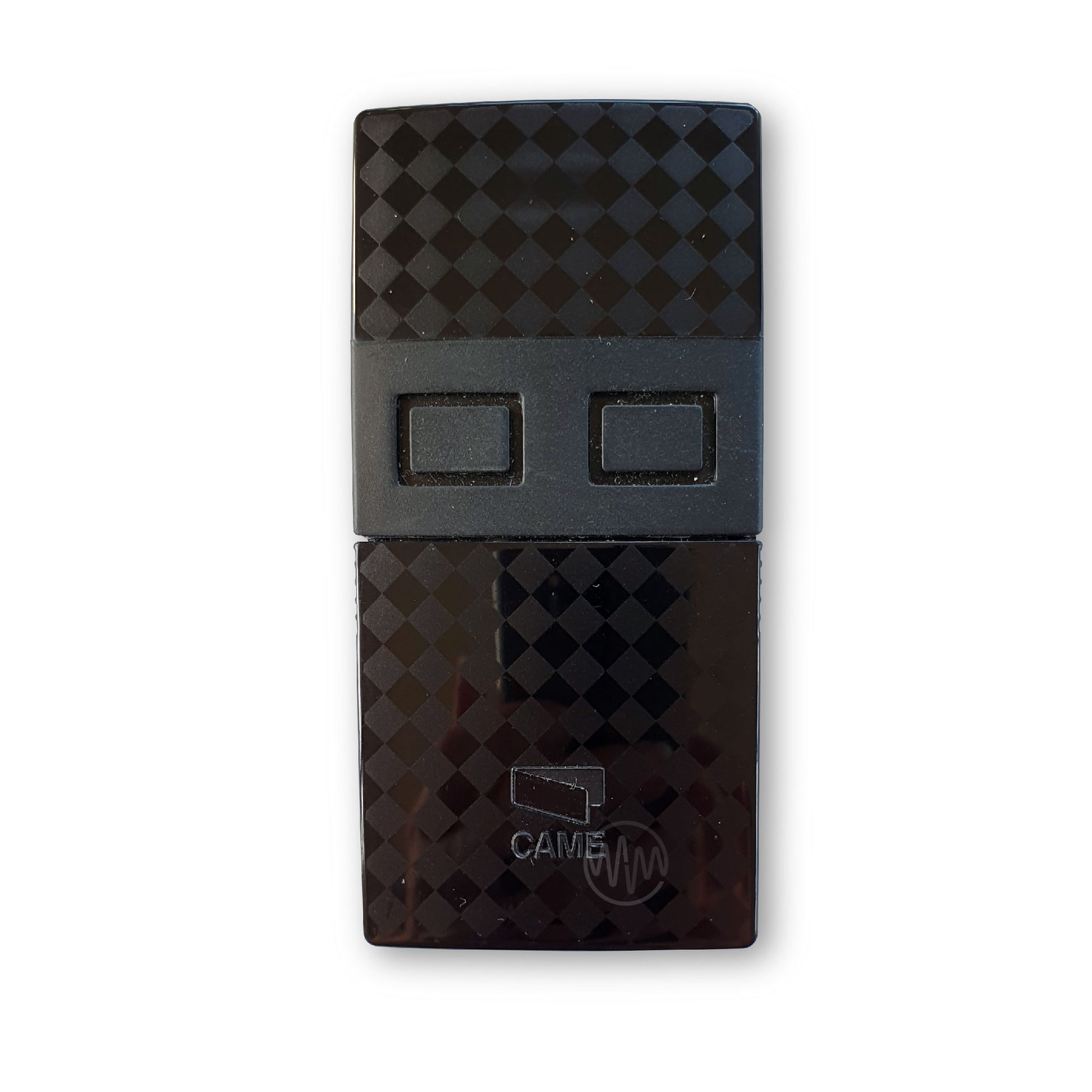 Came TWIN2 rectangle black 2 button remote with checkerboard print case
