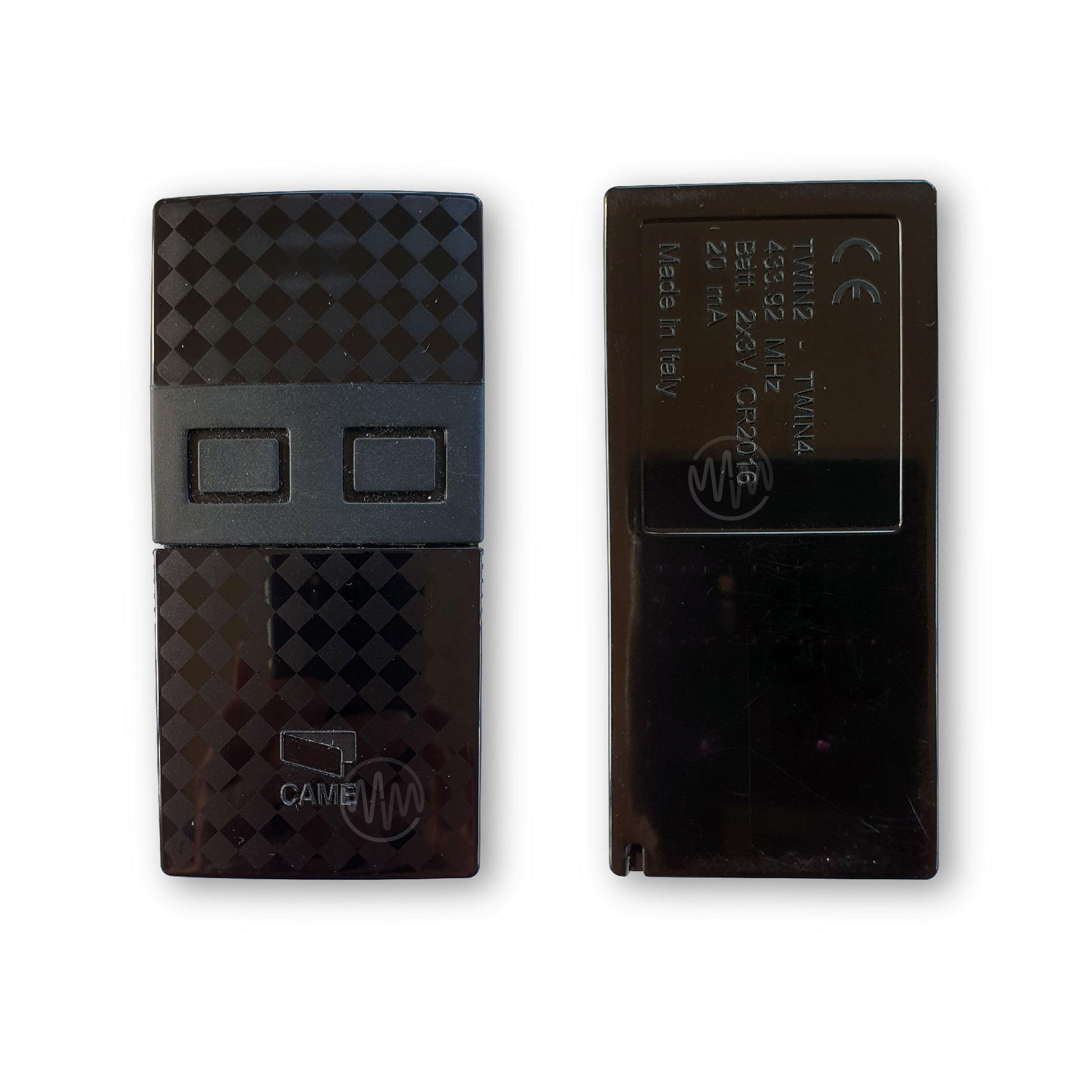 Came TWIN2 rectangle black 2 button remote with checkerboard print case
