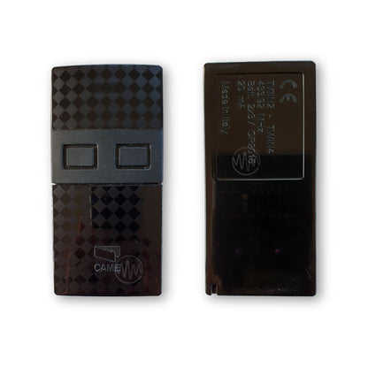 Came TWIN2 rectangle black 2 button remote with checkerboard print case