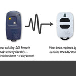 DEA navy 2 button rmeotes are replaced with DEA GTI2 white 2 black button remotes