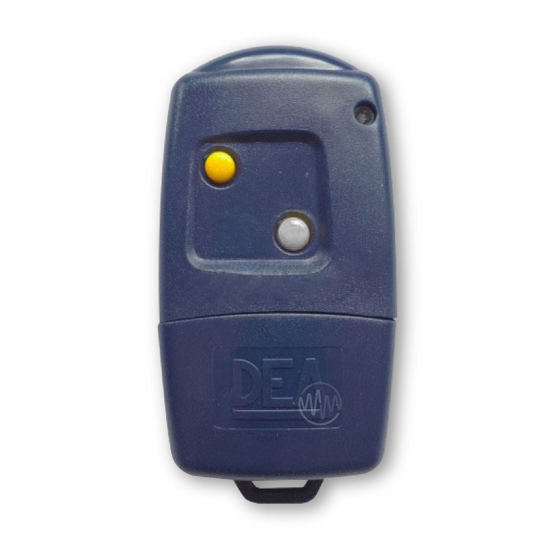 DEA navy garage & gate remote with 1 yellow & 1 grey button