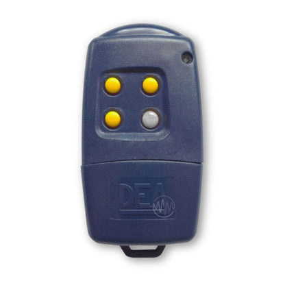 DEA navy case with 3 yellow & 1 grey button garage & gate remote 
