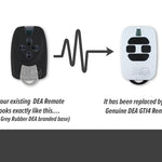 Black 4 button DEA Mio remote replaced by White 4 black button GTI4 DEA remote