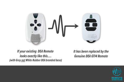 white DEA Mio TR4 button remotes are replaced with DEA GTI4 white & black 4 button remotes