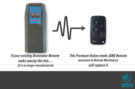 Dominator large grey coffin shape remotes are replaced with the small all black Jane remote