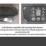 Side view of Defender Garage Door Opener & closeup of control panel