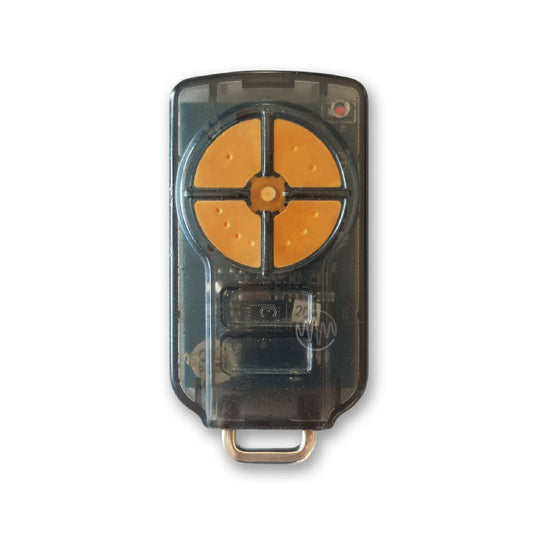 Dominator PTX-5v1 garage & gate remote with frosted grey case & 4 orange segmented buttons