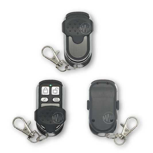 Black & Chrome garage & gate remote with key ring clip slide cover & 4 buttons