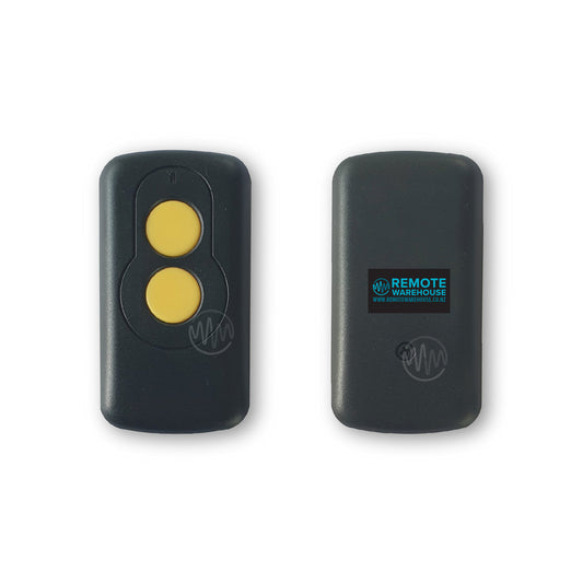 Compatible Elsema 27MHz remote with 2 round yellow buttons front & back