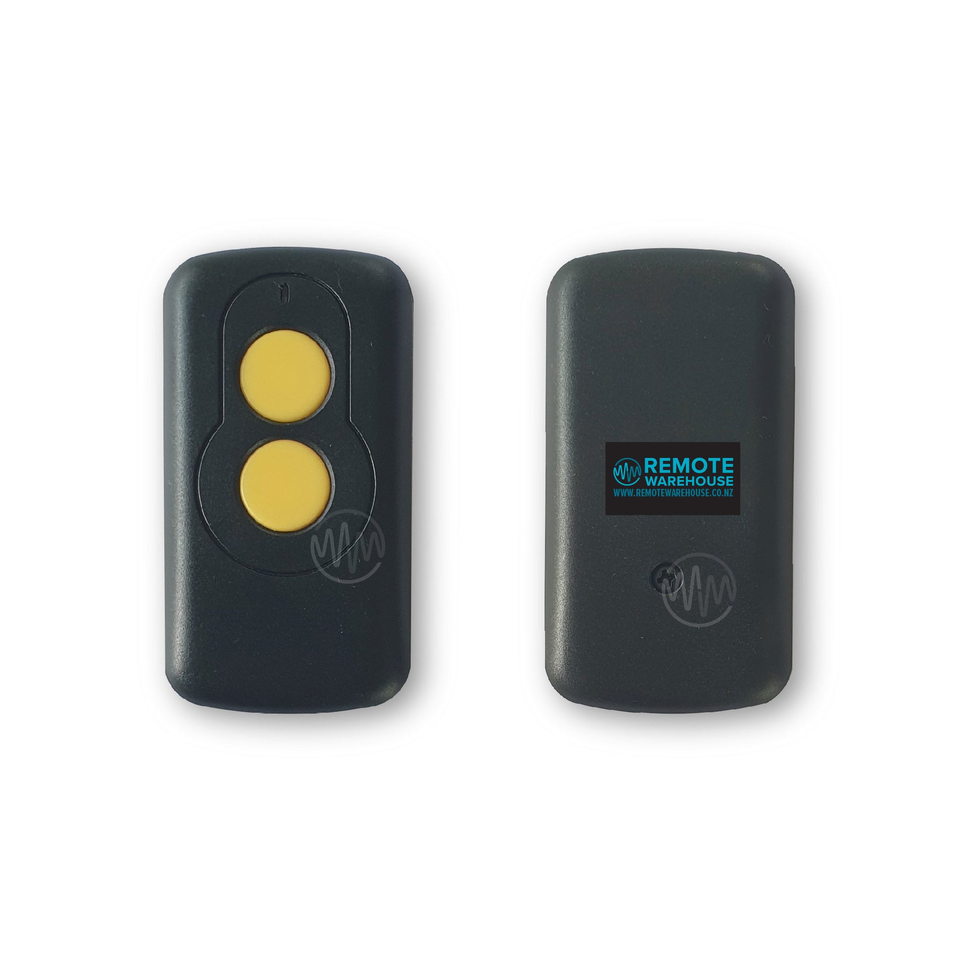 Compatible Elsema 27MHz remote with 2 round yellow buttons front & back