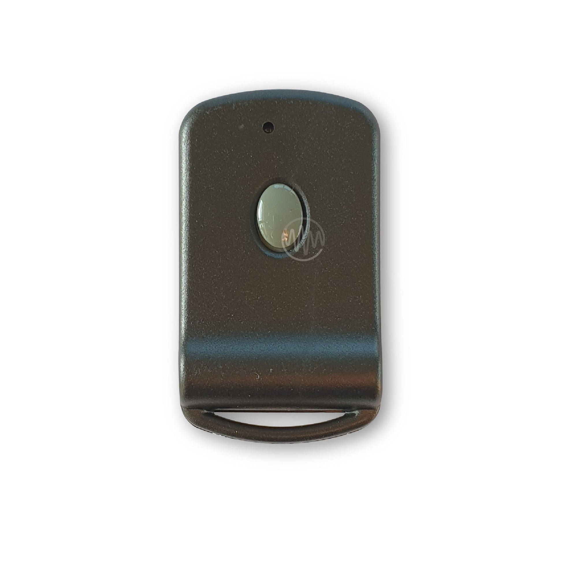 Key ring style dark grey with single oval light grey button garage remote for Guardian openers
