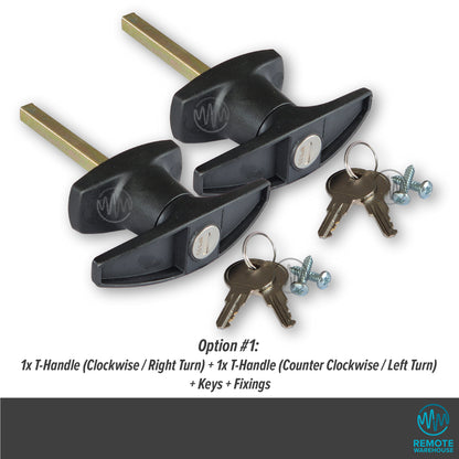 Heller Ute canopy 38mm rear fix T Handle pair set with keys & fixings