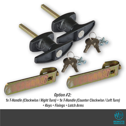 Heller Ute canopy 38mm rear fix T Handle pair set with keys, fixings & latch arms