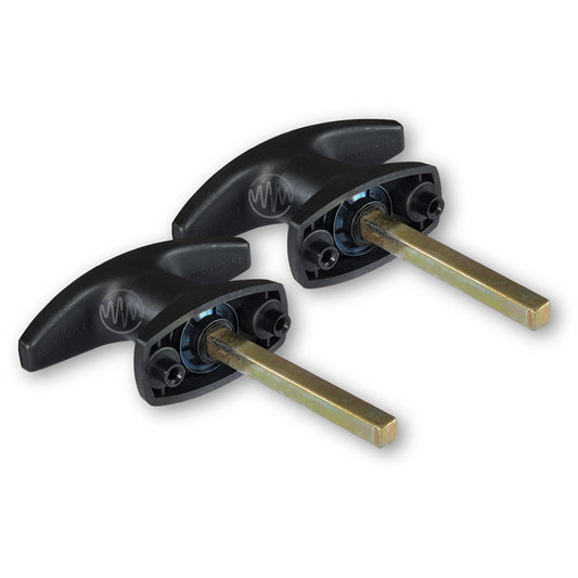 Black plastic 46mm rear fix Heller T-Handle 2 piece set for ute canopies