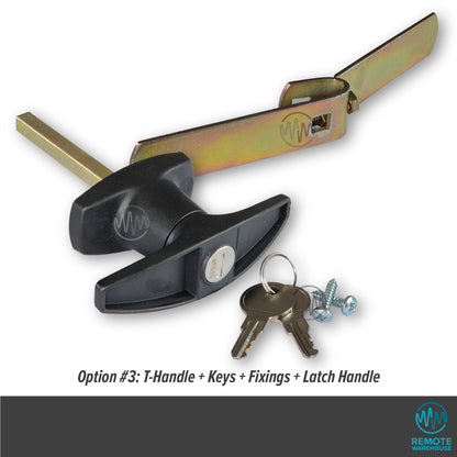 Heller skyline garage & shed rear fix T Handle with latch handle, keys & fixings