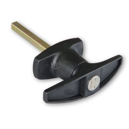Black plastic 46mm Heller T-Handle for ute canopies 