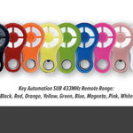 Full range of colours for Key Automation bottle opener shape design garage & gate remote