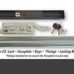 Lock Focus V4 roller door lock system set with rods, keys & fixings