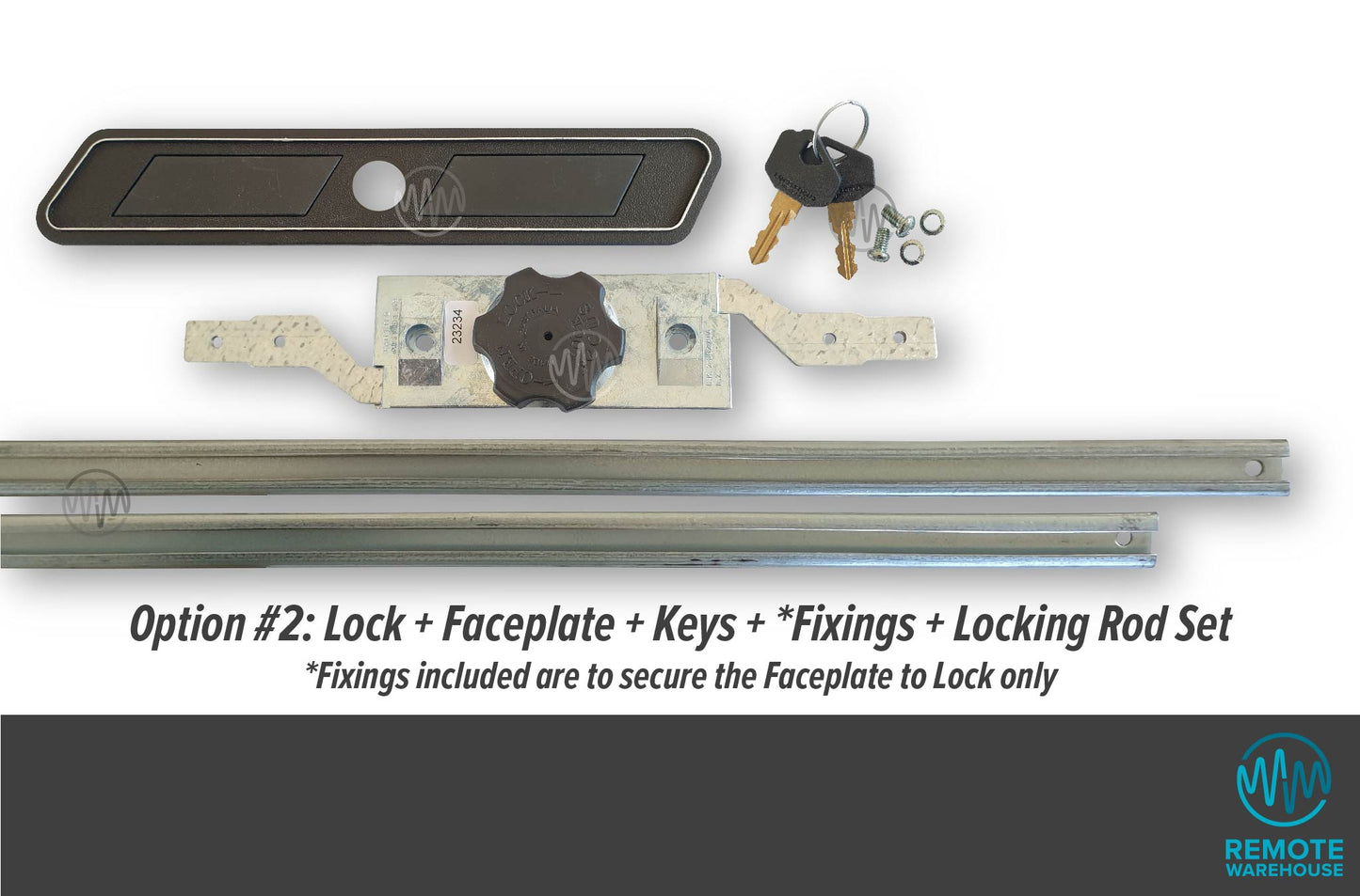 Lock Focus V9 roller door lock system set with rods, keys & fixings