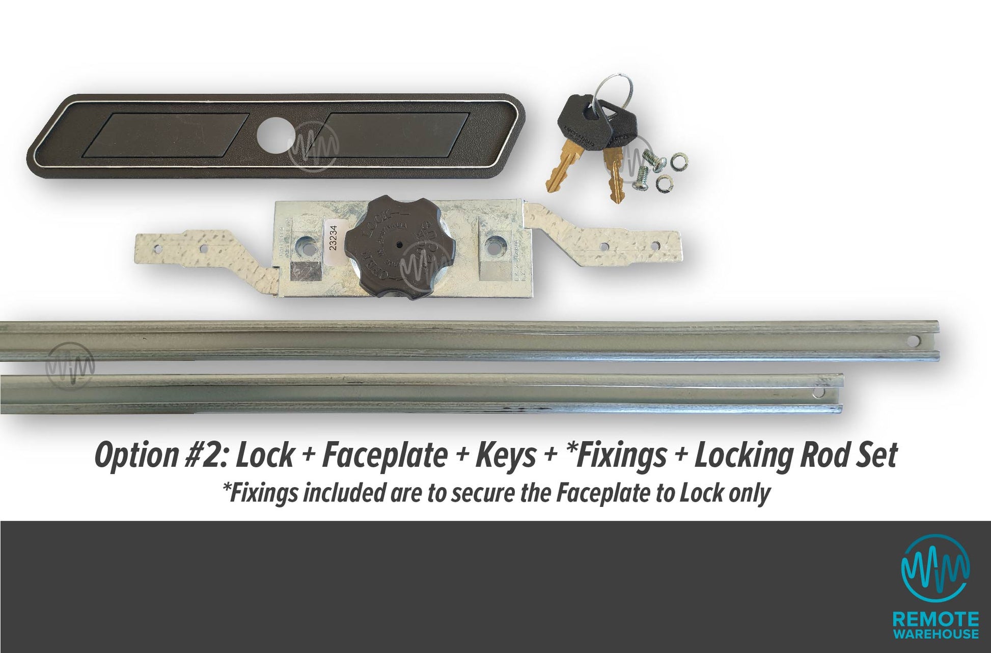 Lock Focus V9 roller door lock system set with rods, keys & fixings