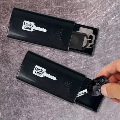 Lucky Line magnetic jumbo size black key hider shown open with keys inside 