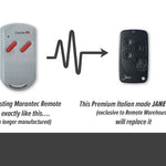 Marantec 2 red button grey garage remote is replaced by the black jane 4 button remote control