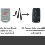 Marantec grey 1 red button remote is replaced with black 4 button Jane remote