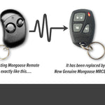 Mongoose bean shape remote is replaced with Mongoose MRC83R 3 button red led car alarm remote