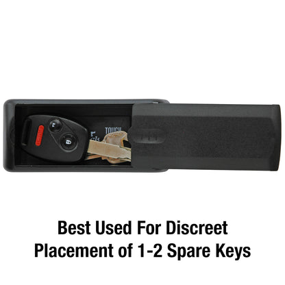 Master Lock magnetic key hider shown open with keys inside