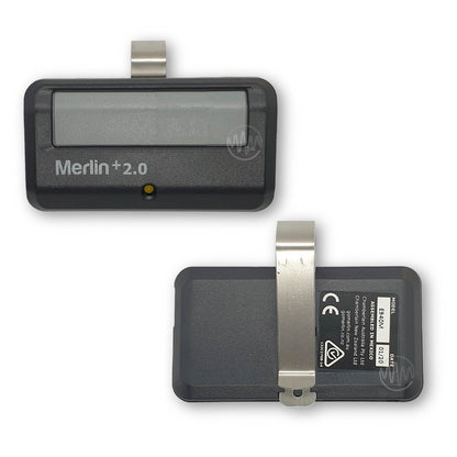 Merlin E940M black sun visor style garage remote control with 1 long grey button