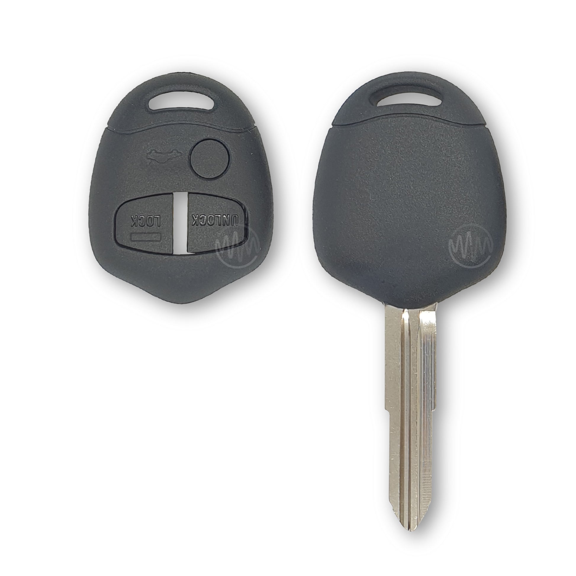 Replacement black 3 button car key shell with metal key blade attached for Mitsubishi