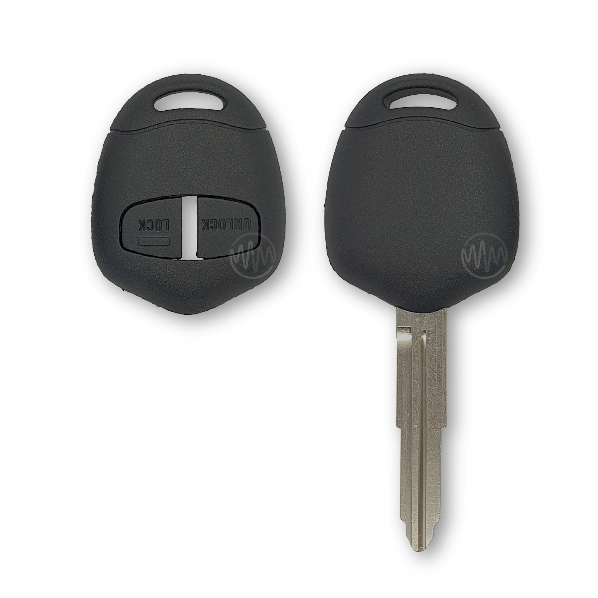 Replacement black 2 button car key shell with metal key blade attached for Mitsubishi