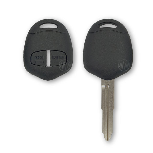Replacement black 2 button car key shell with metal key blade attached for Mitsubishi
