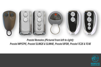 A range of different Prastel gate remotes in a row. 