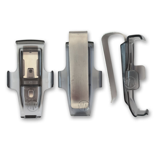 Frosted grey sun visor clip accessory for PTX-5 garage door remotes