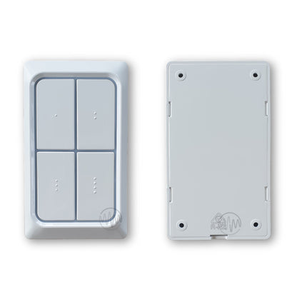 White Powertech wireless wall mount remote with front divided into 4 buttons