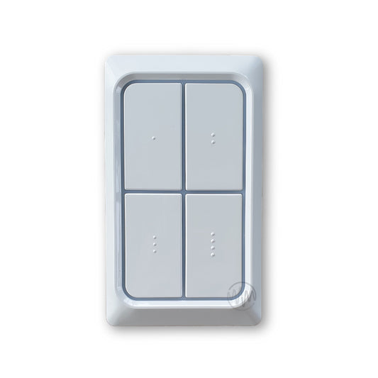 White Powertech wireless wall mount remote with front divided into 4 buttons