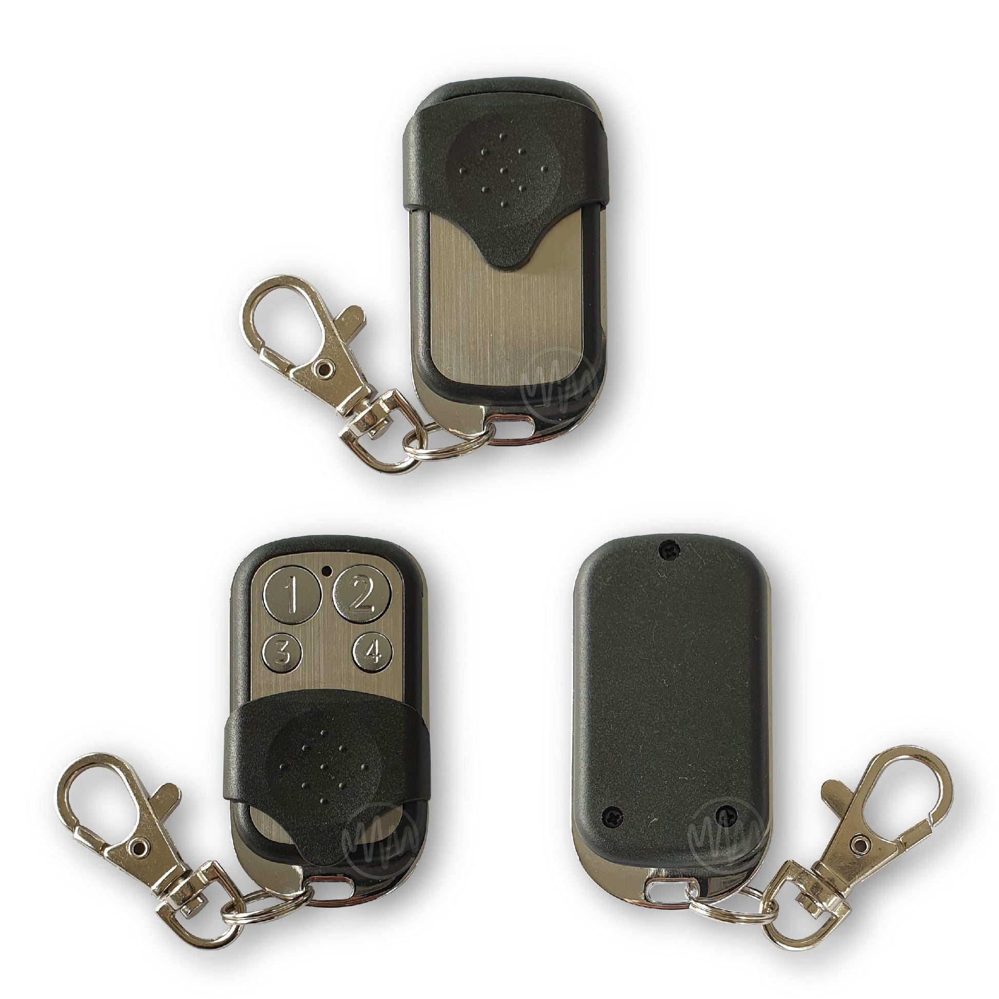 Small black & silver compatible Rib gate remote with slide cover & 4 buttons