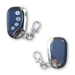 RNG04B black & chrome replacement garage door remote with 4 numbered buttons front & back view