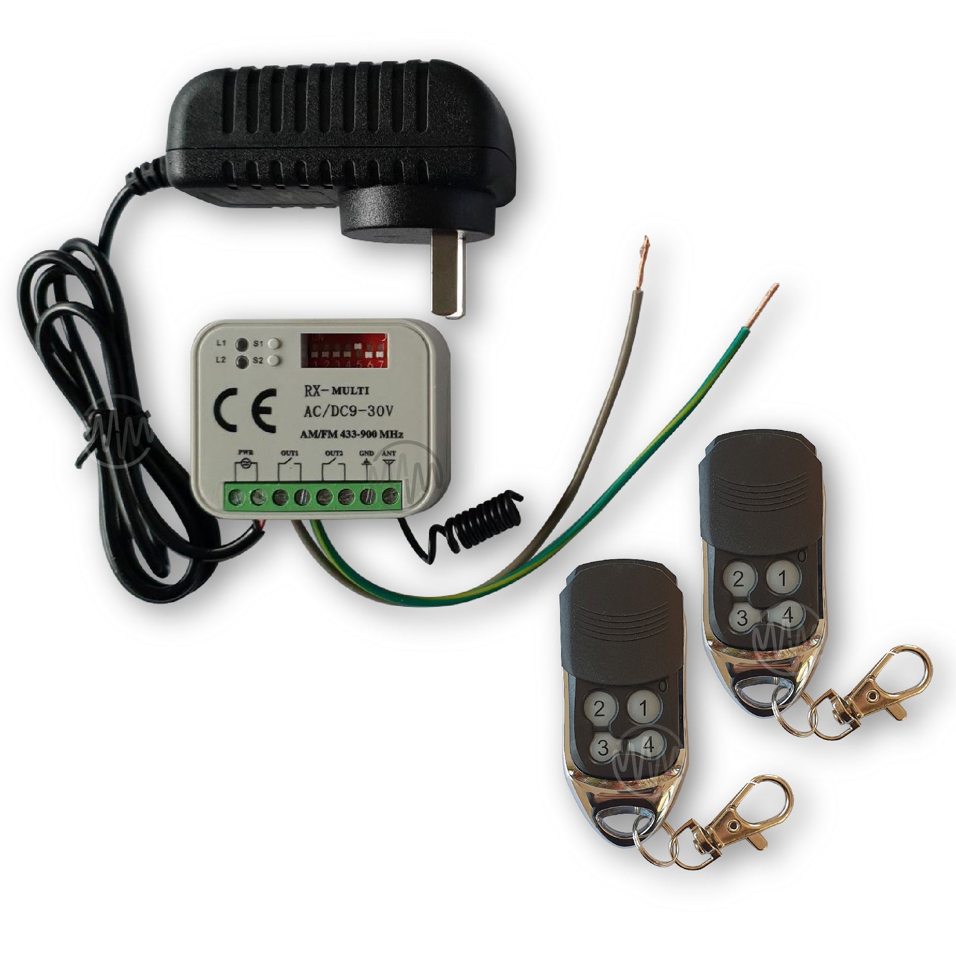 Garage Door add on receiver with power pack & wires attached