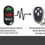 Black oval green & red button Smart Openers remote replaced with chrome & black egg shape 4 button remote