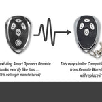 Original Smart Openers remote replaced with chrome & black egg shape 4 button remote