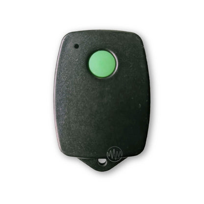 Black SkyKey MK300 remote control with a single round green button.