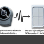 TMT gate wall mount rounded grey & black single button switch is replaced with TMT white rectangle switch with 4 rectangle buttons