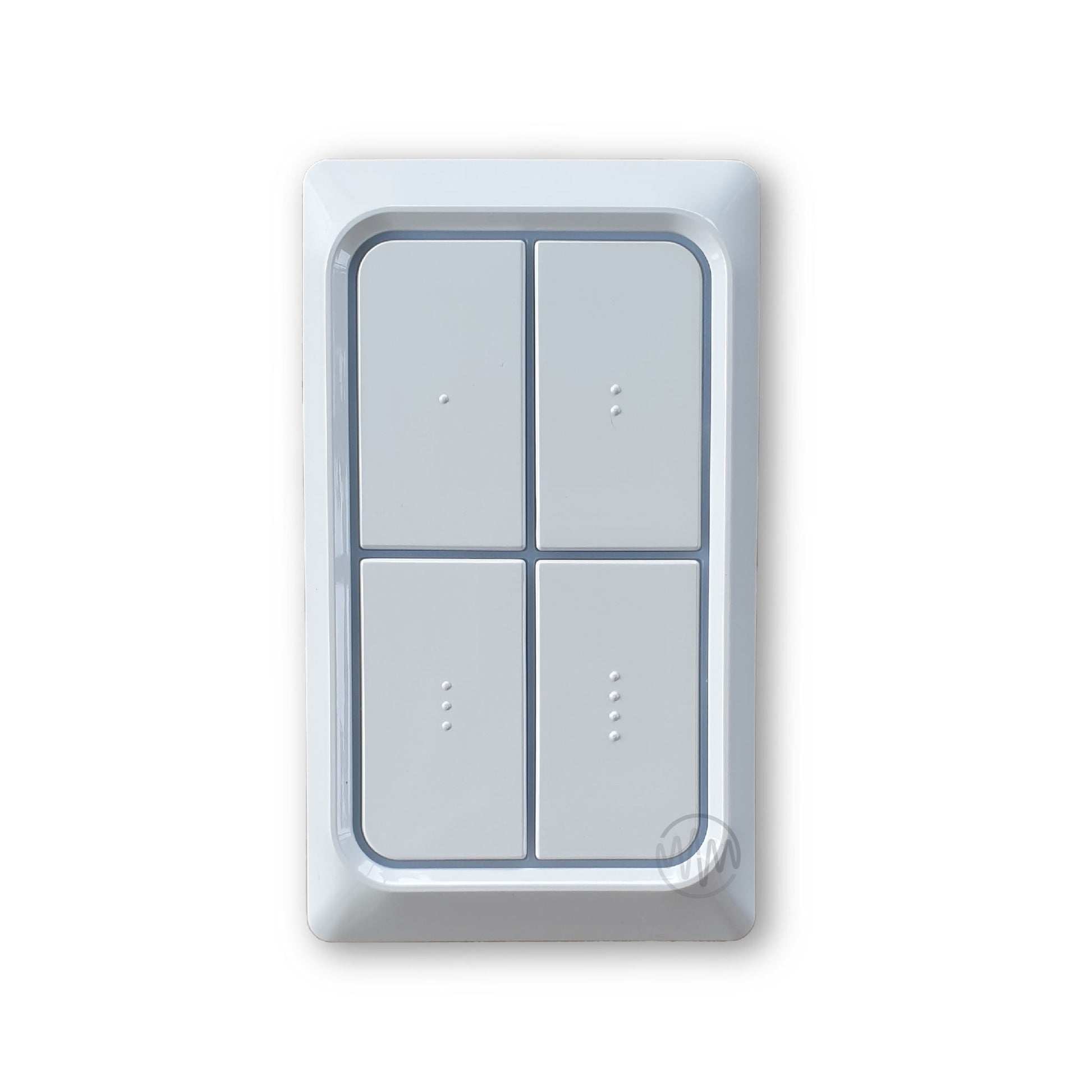 TMT Automation white wall mounted switch with 4 large rectangle buttons