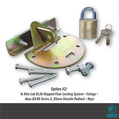 Xtra-Lok XL2A commercial floor lock system set with Abus brass padlock, keys & fixings