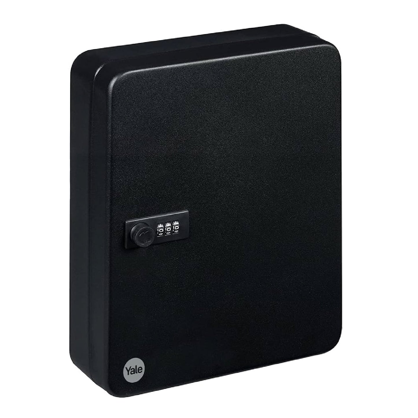 Front of Yale Black Medium key safe with a combination lock.