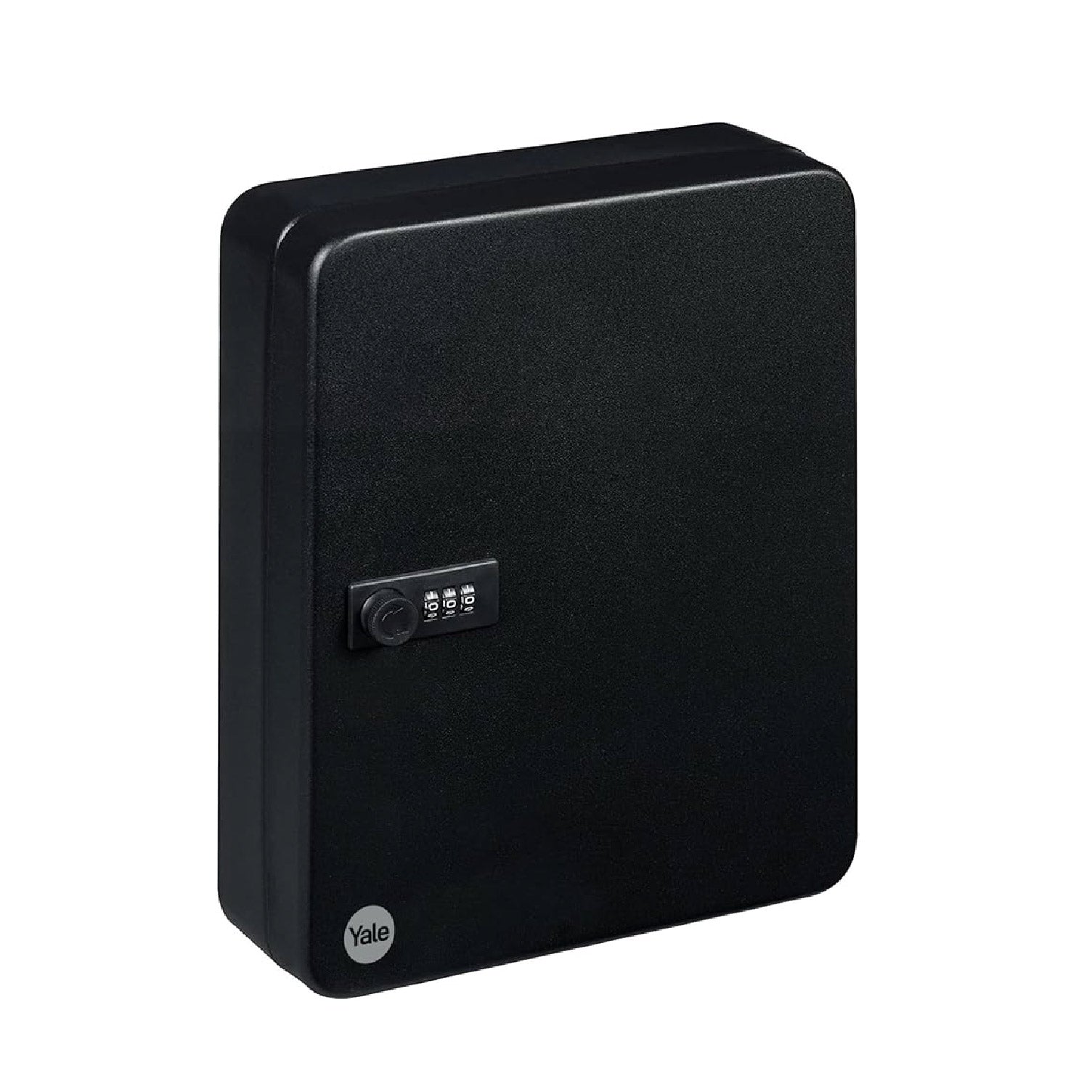 Front of Yale Black Small key safe with a combination lock.
