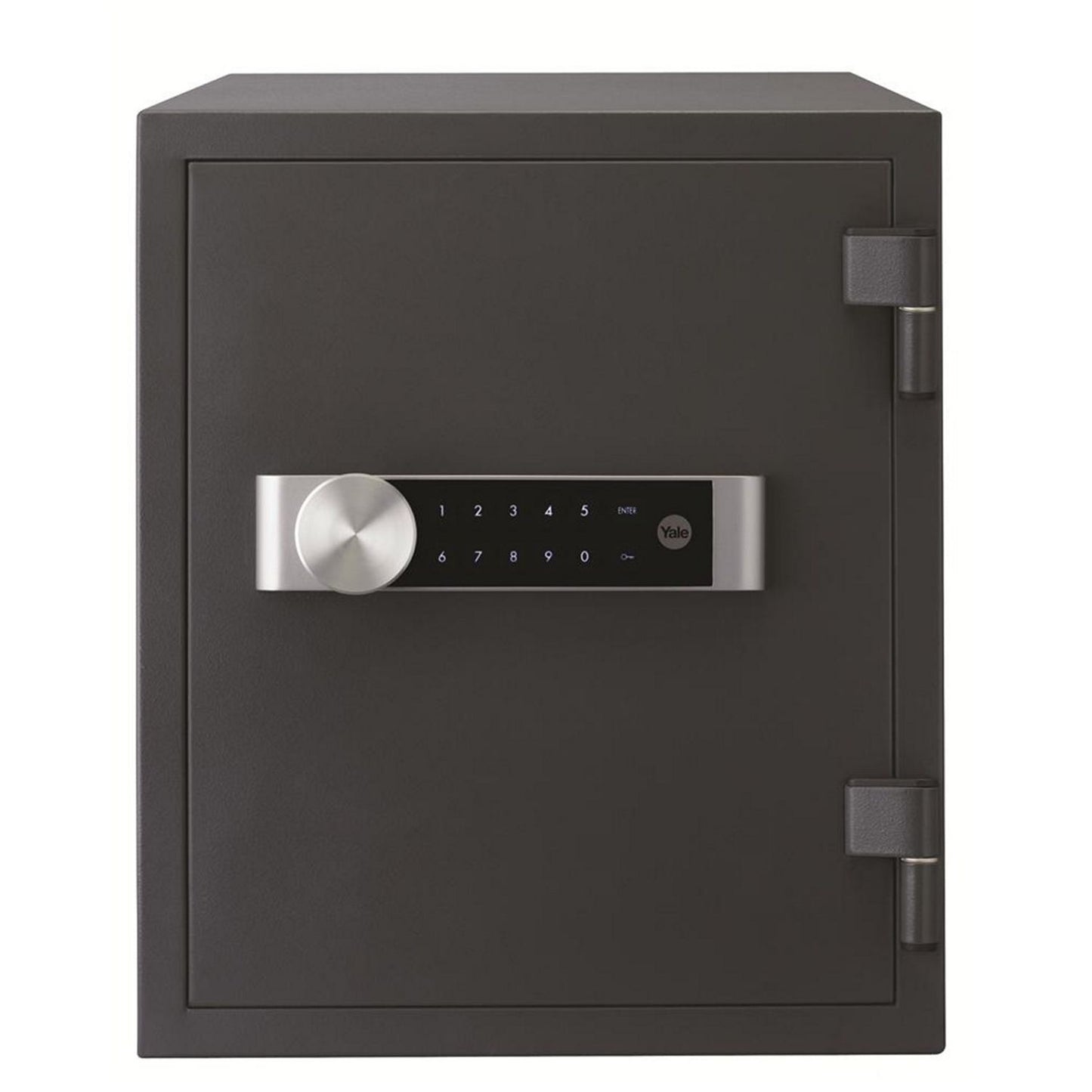 Front of black Yale Large Fire Safe with digital keypad.