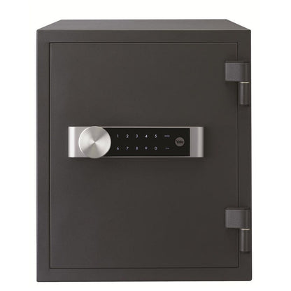Front of black Yale Large Fire Safe with digital keypad.